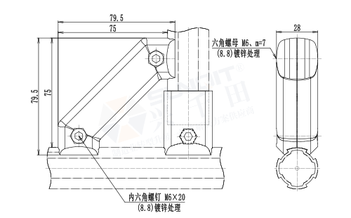 45°加強(qiáng)接頭尺寸圖